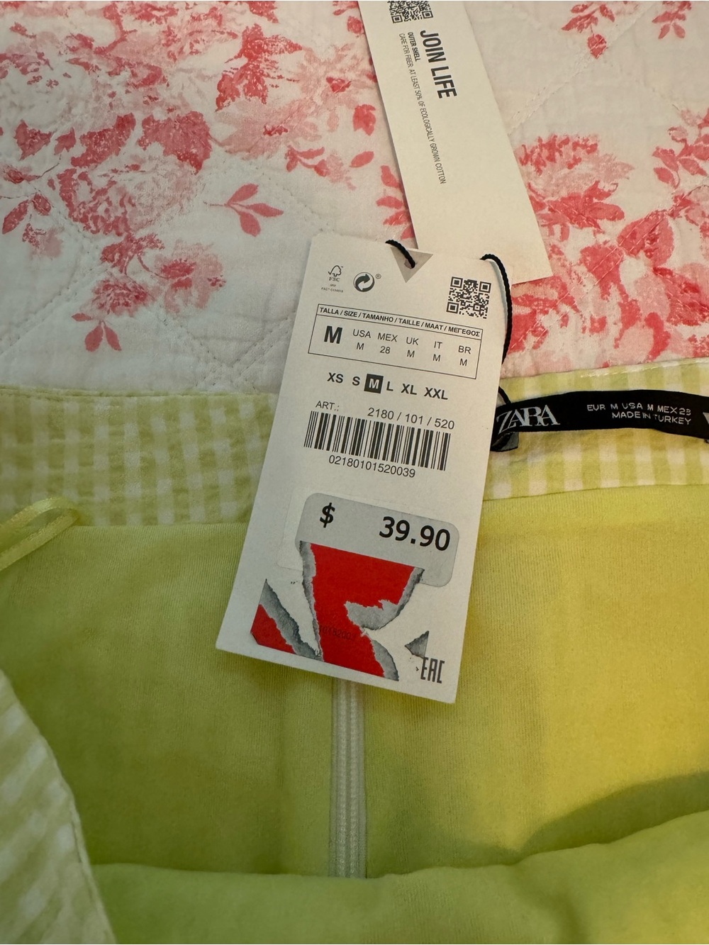 Zara Lime Gingham Waist Mini Skirt - Picture 5 of 7